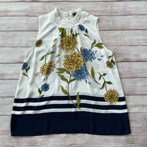 NWT Ann Taylor Floral & Stripe Ruffle Blouse